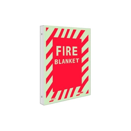 National Marker Co NMC Fire Sign, Fire Blanket, 12in x 9in, 6 Hour Glow Rigid Plastic GLTV19